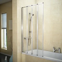 Victorian Plumbing Banbury Round Single Ended Bath With Bi-Fold Screen -Croydex shop banburybathbifoldscreen d2