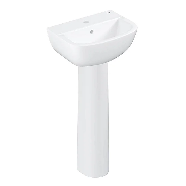 Grohe Bau 450mm 1TH Basin + Full Pedestal 3 Grohe Bau 450mm 1TH Basin + Full Pedestal