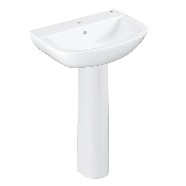 Grohe Bau 600mm 1TH Basin + Full Pedestal 4 Grohe Bau 600mm 1TH Basin + Full Pedestal - Image 2