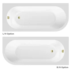 Arezzo Shower Bath (1700mm J Shaped With Brushed Brass Screen + Curved Panel) -Croydex shop bbjssbnd1