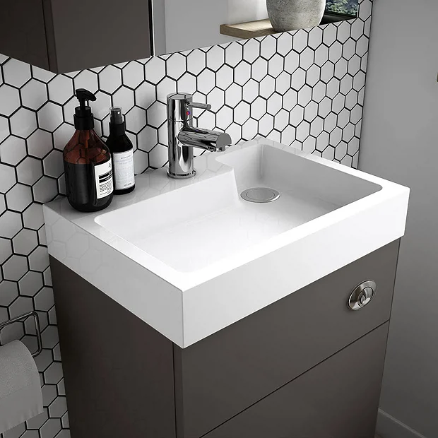 Klyn Bathroom Brooklyn 500mm Gloss Grey 2-In-1 Combined Wash Basin & Toilet 5 Klyn Bathroom Brooklyn 500mm Gloss Grey 2-In-1 Combined Wash Basin & Toilet - Image 3