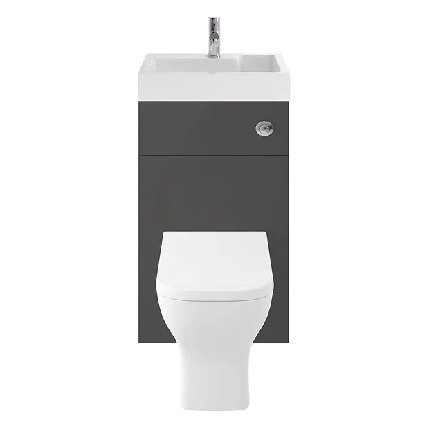 Klyn Bathroom Brooklyn 500mm Gloss Grey 2-In-1 Combined Wash Basin & Toilet 7 Klyn Bathroom Brooklyn 500mm Gloss Grey 2-In-1 Combined Wash Basin & Toilet - Image 5
