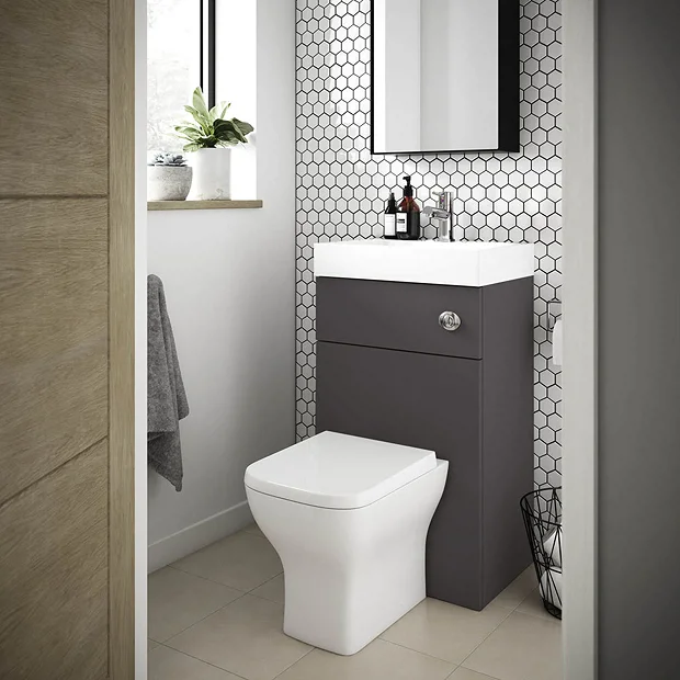 Klyn Bathroom Brooklyn 500mm Gloss Grey 2-In-1 Combined Wash Basin & Toilet 4 Klyn Bathroom Brooklyn 500mm Gloss Grey 2-In-1 Combined Wash Basin & Toilet - Image 2
