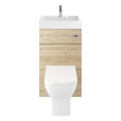 Klyn Bathroom Brooklyn 500mm Natural Oak 2-In-1 Combined Wash Basin & Toilet -Croydex shop bcomoak detail1
