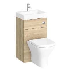 Klyn Bathroom Brooklyn 500mm Natural Oak 2-In-1 Combined Wash Basin & Toilet