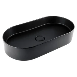 BagnoDesign Teatro Oval Matt Black 650 X 350mm Countertop Basin -Croydex shop bdscir102mb d1