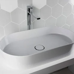 BagnoDesign Teatro Oval White 650 X 350mm Countertop Basin -Croydex shop bdscir102wh d3