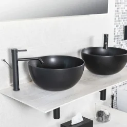 BagnoDesign Matt Black Koy 400mm Round Countertop Basin -Croydex shop bdskoy702mb d3