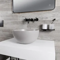 BagnoDesign Matt Grey Koy 400mm Round Countertop Basin