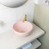 BagnoDesign Matt Pink Koy 400mm Round Countertop Basin 2 BagnoDesign Matt Pink Koy 400mm Round Countertop Basin -Croydex shop bdskoy702mpk d2