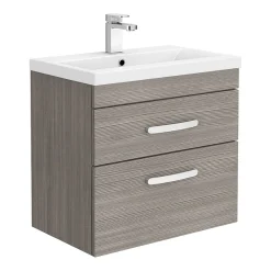 Klyn Bathroom Brooklyn Grey Avola Cloakroom Suite (Wall Hung Vanity + Toilet) -Croydex shop bgacs detail01