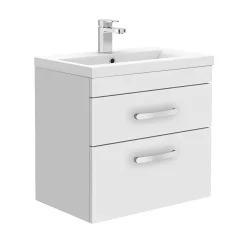 Klyn Bathroom Brooklyn Gloss White Cloakroom Suite (Wall Hung Vanity + Toilet) -Croydex shop bgwcs d1