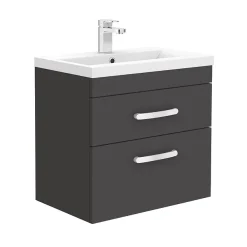 Klyn Bathroom Brooklyn Gloss Grey Cloakroom Suite (Wall Hung Vanity + Close Coupled Toilet) 9 Klyn Bathroom Brooklyn Gloss Grey Cloakroom Suite (Wall Hung Vanity + Close Coupled Toilet) -Croydex shop bgyw5cs d1