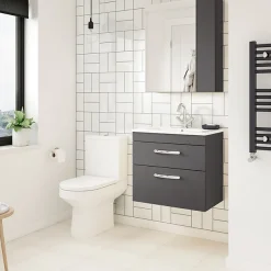 Klyn Bathroom Brooklyn Gloss Grey Cloakroom Suite (Wall Hung Vanity + Close Coupled Toilet) 8 Klyn Bathroom Brooklyn Gloss Grey Cloakroom Suite (Wall Hung Vanity + Close Coupled Toilet) -Croydex shop bgyw5cs l