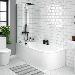 Victorian Plumbing Bianco 1700mm Shower Bath Suite