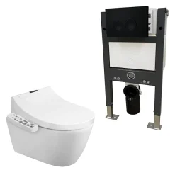 Victorian Plumbing Bianco Wall Hung Smart Bidet Toilet And Basin Suite