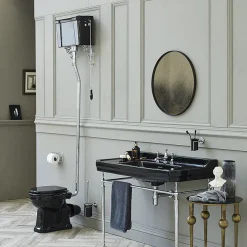 Urlington Bathroom Burlington Jet Black High Level Toilet With Single Flush Ceramic Cistern