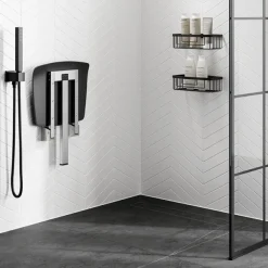 HiB Dark Grey Shower Seat With Support Leg -Croydex shop blackseatls