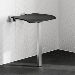HiB Dark Grey Shower Seat With Support Leg -Croydex shop blackseatls3