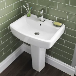 Nui Bliss 4 Piece Bathroom Suite - CC Toilet & 1TH Basin With Pedestal - 2 X Basin Size And Seat Options 11 Nui Bliss 4 Piece Bathroom Suite - CC Toilet & 1TH Basin With Pedestal - 2 X Basin Size And Seat Options -Croydex shop bliss4piecebathroomsuited1
