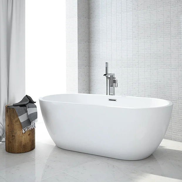 Victorian Plumbing Bliss Modern Double Ended Curved Freestanding Bath Suite - 2 Basin Size Options 6 Victorian Plumbing Bliss Modern Double Ended Curved Freestanding Bath Suite - 2 Basin Size Options - Image 4