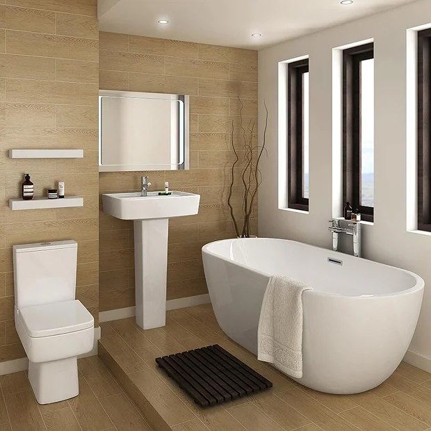 Victorian Plumbing Bliss Modern Double Ended Curved Freestanding Bath Suite - 2 Basin Size Options 4 Victorian Plumbing Bliss Modern Double Ended Curved Freestanding Bath Suite - 2 Basin Size Options - Image 2