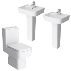 Victorian Plumbing Brooklyn Modern Double Basin En-Suite Bathroom -Croydex shop bmdbs6 l