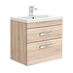 Klyn Bathroom Brooklyn Natural Oak Cloakroom Suite (Wall Hung Vanity + Toilet) -Croydex shop bno5c d1