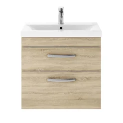 Klyn Bathroom Brooklyn Natural Oak Cloakroom Suite (Wall Hung Vanity + Toilet) -Croydex shop bno5c d2