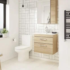 Klyn Bathroom Brooklyn Natural Oak Cloakroom Suite (Wall Hung Vanity + Toilet) -Croydex shop bno5c l