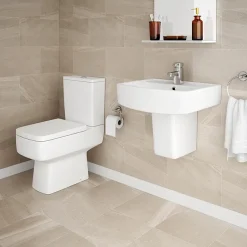 Klyn Bathroom Brooklyn Modern Square Basin & Semi Pedestal (520mm Wide - 1 Tap Hole) -Croydex shop br520sp nwd2