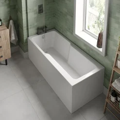 Victorian Plumbing Bordo Single Ended Bath 1700 X 750mm With Hinged Square Bath Screen -Croydex shop brb17sq3 d2 1