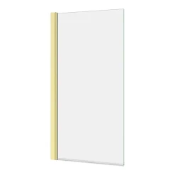 Victorian Plumbing Bordo Single Ended Bath 1700 X 750mm With Brushed Brass Hinged Square Bath Screen