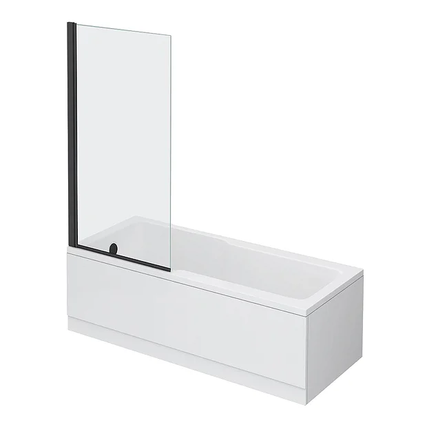 Victorian Plumbing Bordo Single Ended Bath 1700 X 750mm With Matt Black Hinged Square Bath Screen 4 Victorian Plumbing Bordo Single Ended Bath 1700 X 750mm With Matt Black Hinged Square Bath Screen - Image 2