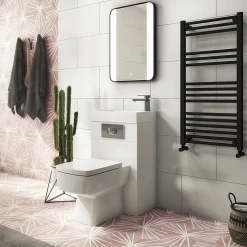 Klyn Bathroom Brooklyn White Gloss Combined Two-In-One Wash Basin, Toilet & Flush Plate (500mm Wide X 300mm) -Croydex shop brkcombwc nw lrg