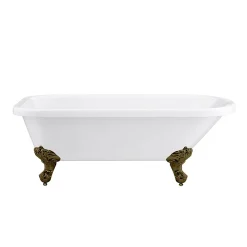 Victorian Plumbing Bromley 1780 Single Ended Roll Top Bath + Antique Brass Leg Set -Croydex shop brom1780abd1