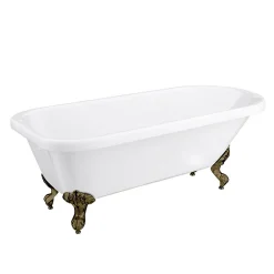 Victorian Plumbing Bromley 1780 Single Ended Roll Top Bath + Antique Brass Leg Set -Croydex shop brom1780abl