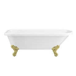 Victorian Plumbing Bromley 1780 Single Ended Roll Top Bath + Brushed Brass Leg Set -Croydex shop brom1780bb d1