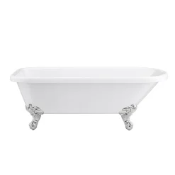 Victorian Plumbing Bromley 1470 Small Single Ended Roll Top Bath + Chrome Legs -Croydex shop bromley1470singleendedrolltopbathwithchromeballandclawfeetd1