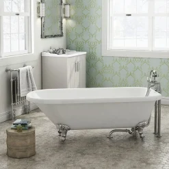 Victorian Plumbing Bromley 1780 Single Ended Roll Top Bath + Chrome Leg Set -Croydex shop bromley1780singleendedrolltopbath l