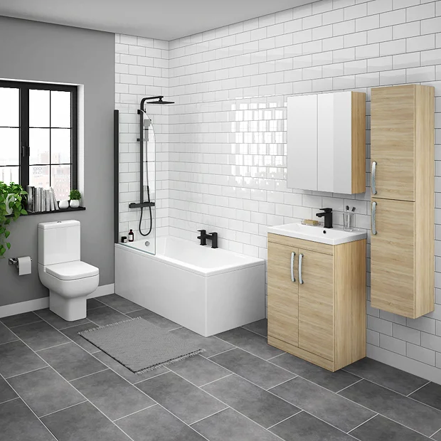 Klyn Bathroom Brooklyn Natural Oak Bathroom Suite With Tall Cabinet 4 Klyn Bathroom Brooklyn Natural Oak Bathroom Suite With Tall Cabinet - Image 2