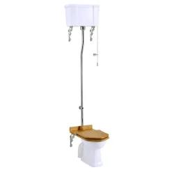 Urlington Bathroom Burlington High Level WC W/ Victorian Large Basin & Pedestal - Various Tap Hole Options -Croydex shop burhlviclrgd1