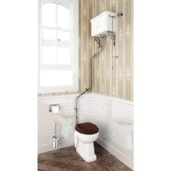 Urlington Bathroom Burlington High Level WC White Ceramic With Angled Extension Pipes