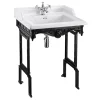 Urlington Bathroom Burlington Classic 65cm Basin With Black Aluminium Wash Stand - Various Tap Hole Options -Croydex shop burlingtonclassic65cmbasinwithblackaluminiumwashstandl