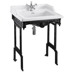 Urlington Bathroom Burlington Classic 65cm Basin With Black Aluminium Wash Stand - Various Tap Hole Options
