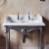 Urlington Bathroom Burlington Classic 65cm Basin With Brushed Aluminium Wash Stand -Croydex shop burlingtonclassic65cmbasinwithpolishedaluminiumwashstandd1