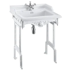 Urlington Bathroom Burlington Classic 65cm Basin With White Aluminium Wash Stand