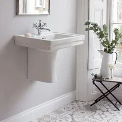 Urlington Bathroom Burlington Contemporary Medium Basin And Semi Pedestal -Croydex shop burlingtoncontemporarymediumbasinandsemipedestald1