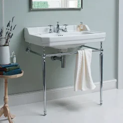 Urlington Bathroom Burlington Edwardian 80cm Basin And Chrome Wash Stand -Croydex shop burlingtonedwardian80cmbasinandchromewashstandd2