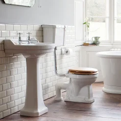 Urlington Bathroom Burlington Regal Low Level WC - 51cm White Ceramic Cistern - Ceramic Lever Flush